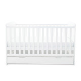 Ickle Bubba Coleby Cot Bed, Under Drawer & Premium Sprung Mattress - White