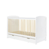 Ickle Bubba Coleby Cot Bed, Under Drawer & Premium Sprung Mattress - Scandi White