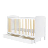 Ickle Bubba Coleby Cot Bed, Under Drawer & Premium Sprung Mattress - Scandi White
