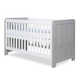 Ickle Bubba Pembrey Cot Bed and Fibre Mattress - Ash Grey & White