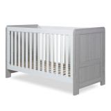 Ickle Bubba Pembrey Cot Bed and Premium Sprung Mattress - Ash Grey & White