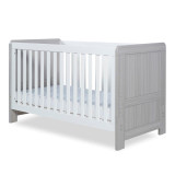Ickle Bubba Pembrey Cot Bed and Premium Sprung Mattress - Ash Grey & White