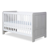 Ickle Bubba Pembrey Cot Bed and Premium Sprung Mattress - Ash Grey & White