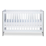 Ickle Bubba Pembrey Cot Bed and All Seasons Premium Pocket Sprung Mattress - Ash Grey & White