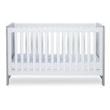 Ickle Bubba Pembrey Cot Bed and All Seasons Premium Pocket Sprung Mattress - Ash Grey & White