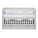 Ickle Bubba Pembrey Cot Bed, Under Drawer and Fibre Mattress - Ash Grey