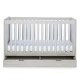 Ickle Bubba Pembrey Cot Bed, Under Drawer and Fibre Mattress - Ash Grey