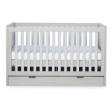 Ickle Bubba Pembrey Cot Bed, Under Drawer and Fibre Mattress - Ash Grey