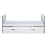 Ickle Bubba Pembrey Cot Bed, Under Drawer and Fibre Mattress - Ash Grey & White