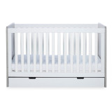 Ickle Bubba Pembrey Cot Bed, Under Drawer and Fibre Mattress - Ash Grey & White