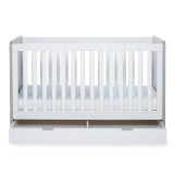 Ickle Bubba Pembrey Cot Bed, Under Drawer and Fibre Mattress - Ash Grey & White