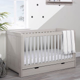 Ickle Bubba Pembrey Cot Bed, Under Drawer and Premium Sprung Mattress - Ash Grey