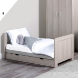 Ickle Bubba Pembrey Cot Bed, Under Drawer and Premium Sprung Mattress - Ash Grey