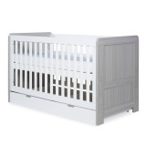 Ickle Bubba Pembrey Cot Bed, Under Drawer and Premium Sprung Mattress - Ash Grey & White