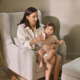 Tutti Bambini Harper Wingback Rocking Chair & Footstool - Teddy Mushroom (Outlet)