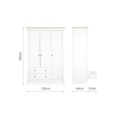 CuddleCo Clara Triple 2 Drawer Wardrobe - White/Ash