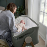 Mamas & Papas Lua Bedside Crib - Sage (lifestyle)