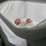 Mamas & Papas Lua Bedside Crib - Sage (lifestyle)