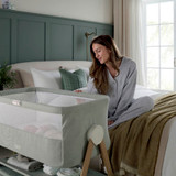 Mamas & Papas Lua Bedside Crib - Sage (lifestyle)