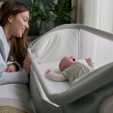 Mamas & Papas Lua Bedside Crib - Sage (lifestyle)