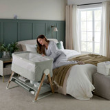 Mamas & Papas Lua Bedside Crib - Sage (lifestyle)