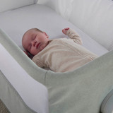 Mamas & Papas Lua Bedside Crib - Sage (lifestyle)