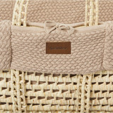 Little Green Sheep Organic Wheat Knitted Moses Basket, Mattress & Static Stand - Truffle/Natural