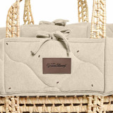 Little Green Sheep Organic Quilted Moses Basket, Mattress & Static Stand - Linen Rice Print/Natural