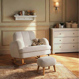 CuddleCo Etta Cuddle Chair & Footstool - Boucle Mushroom