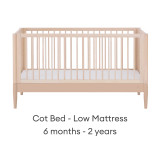 Gaia Baby Eos Cot Bed - Powder Blush/Natural Ash
