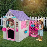Dolu Garden Playhouse With Fence - Pink/White
