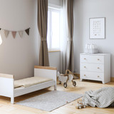 Little Acorns Classic Cot Bed + Dresser - White/Oak