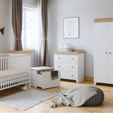 Little Acorns Classic Cot Bed + Dresser + Wardrobe - White/Oak