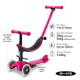 Micro Mini 2 Grow 4in1 LED Scooter - Pink (Outlet)