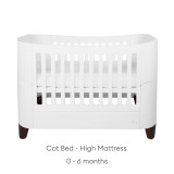 Gaia Baby Serena Mini Cot + Cot Bed - White/Walnut