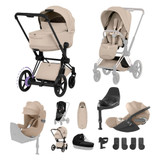 Cybex e-Priam Style Ultimate Birth & Beyond Bundle - Cozy Beige