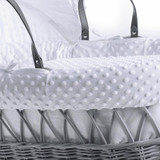 Clair de Lune Dimple Moses Basket + Rocking Stand - Grey Wicker/White (Outlet)