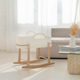 Clair de Lune Crochet Moses Basket With Stand - White