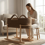 Clair de Lune Crochet Moses Basket With Stand - Chocolate