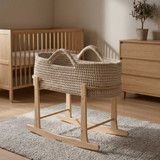 Clair de Lune Crochet Moses Basket With Stand - Champagne