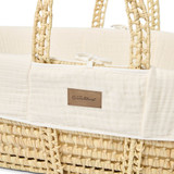 Little Green Sheep Muslin Moses Basket, Mattress & Static Stand - Ecru/Walnut