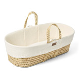 Little Green Sheep Muslin Moses Basket, Mattress & Rocking Stand - Ecru/Walnut