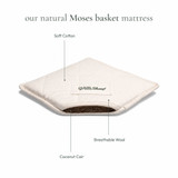 Little Green Sheep Muslin Moses Basket & Mattress - Truffle
