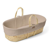 Little Green Sheep Muslin Moses Basket, Mattress & Static Stand - Truffle/Natural