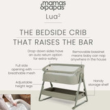 Mamas & Papas Lua 2 Bedside Crib - Thyme