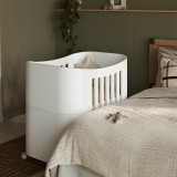 Gaia Baby Serena Mini Cot + Bedside Crib - White/Walnut