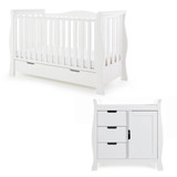 Obaby Stamford Luxe Sleigh 2 Piece Room Set - White