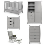 Obaby Stamford Luxe Sleigh 5 Piece Room Set - Warm Grey