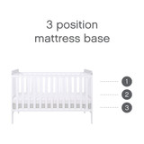 Tutti Bambini Rio Cot Bed with Cot Top Changer & Mattress - White/Dove Grey - base positions