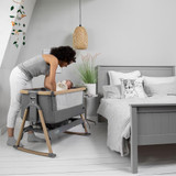 Tutti Bambini CoZee® Air Bedside Crib - Oak and Charcoal (lifestyle)